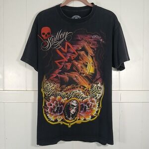 Sullen Art Collective T-Shirt Mens Large Black Tattoo Ship Graphic Tee Tybred